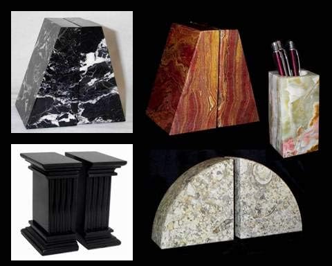 Decorative Black Marble Bookends, Heavy Stone Column Bookends for Office - Extra Large