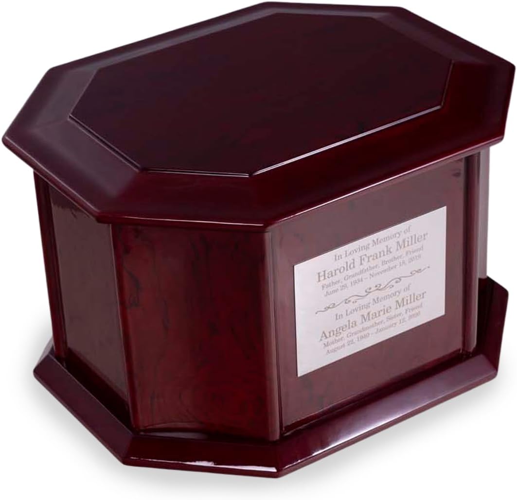 Bey-Berk Deering Moments Personalized Companion Cremation Urn for Human Ashes, Lacquered Double Urn for Human Ashes, Extra Large Holds up to 500lb pre Cremation Weight