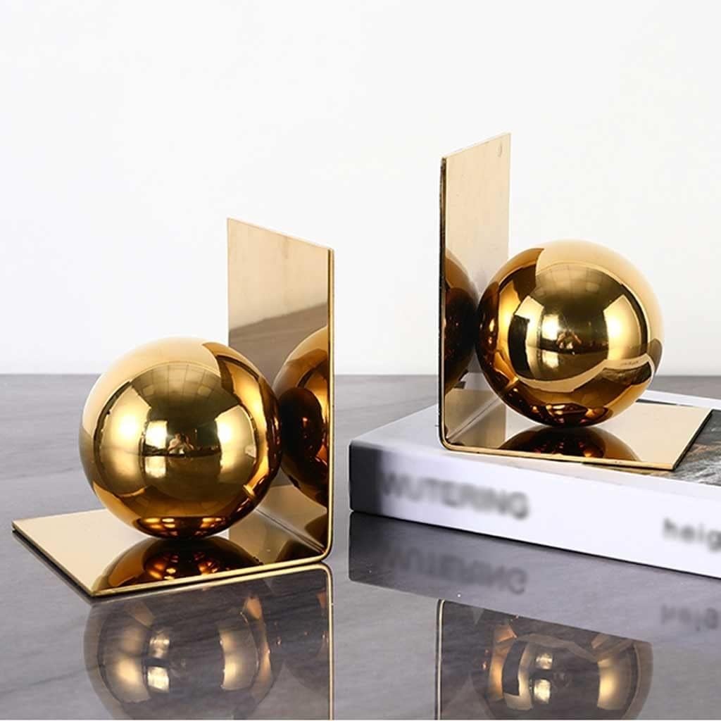 Bookends Decorative Metal Ball Bookends, Bookends for Shelves, Heavy Duty Bookends, Indoor Living Room Desk Tops Non Skid Book Stoppers Decorative Bookend Bookends for Shelves