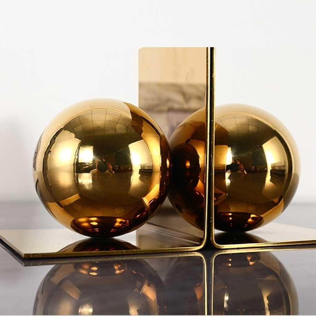 Bookends Decorative Metal Ball Bookends, Bookends for Shelves, Heavy Duty Bookends, Indoor Living Room Desk Tops Non Skid Book Stoppers Decorative Bookend Bookends for Shelves