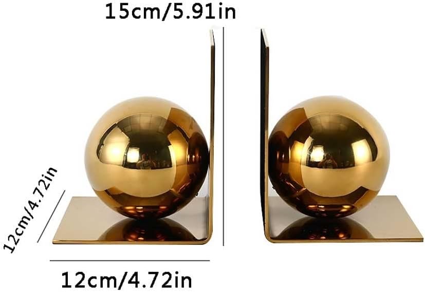 Bookends Decorative Metal Ball Bookends, Bookends for Shelves, Heavy Duty Bookends, Indoor Living Room Desk Tops Non Skid Book Stoppers Decorative Bookend Bookends for Shelves