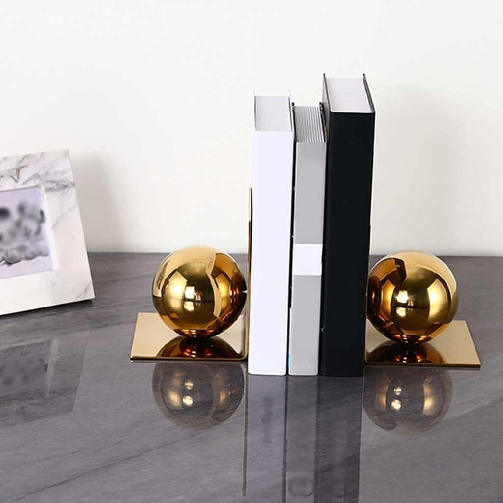 Bookends Decorative Metal Ball Bookends, Bookends for Shelves, Heavy Duty Bookends, Indoor Living Room Desk Tops Non Skid Book Stoppers Decorative Bookend Bookends for Shelves