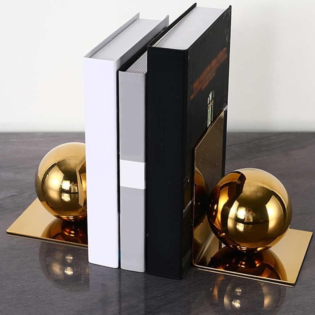 Bookends Decorative Metal Ball Bookends, Bookends for Shelves, Heavy Duty Bookends, Indoor Living Room Desk Tops Non Skid Book Stoppers Decorative Bookend Bookends for Shelves
