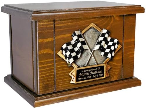 Car Racing Funeral Cremation Urn, Large Size Memorial Wooden urn with Personalisation