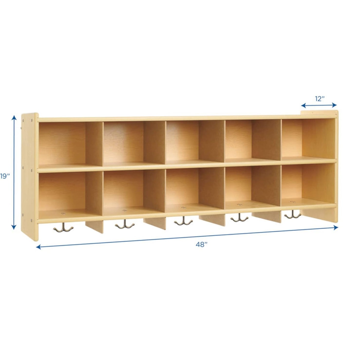 Children’s Factory 10-Section Wall Locker, Classroom Organization, Cubbies for Daycare, Preschool, 12"D x 48"W x 19"H