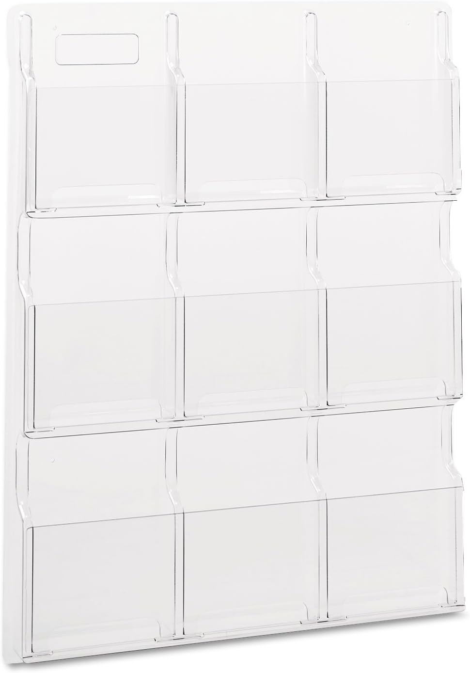 Safco Reveal Literature Rack, 9 Compartments Magazine Holder, Wall-Mounted Brochure Organizer, Acrylic, Clear