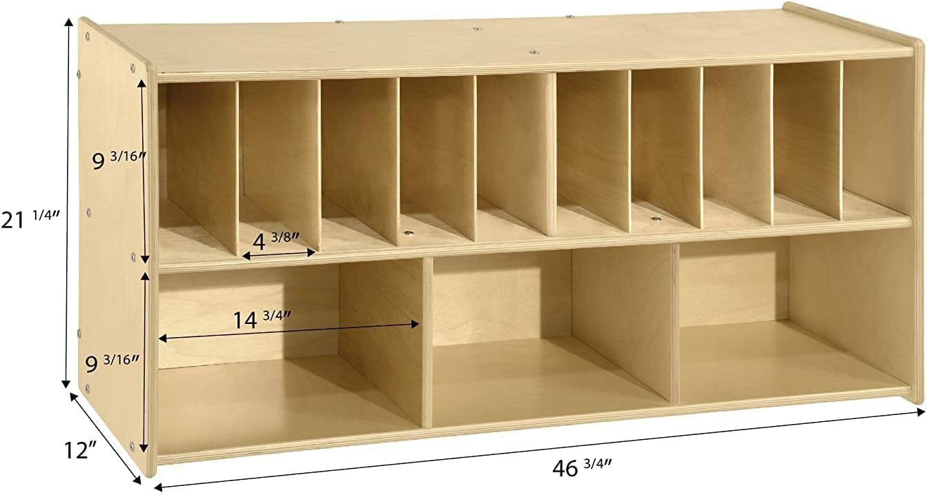 Contender Diaper Storage Organizer, Baby Changing Supply Shelf, Hanging Wall Mount, Greenguard Gold Certified, Wood Caddy for Nursery, Daycare, School, Classroom, 47-inch Width
