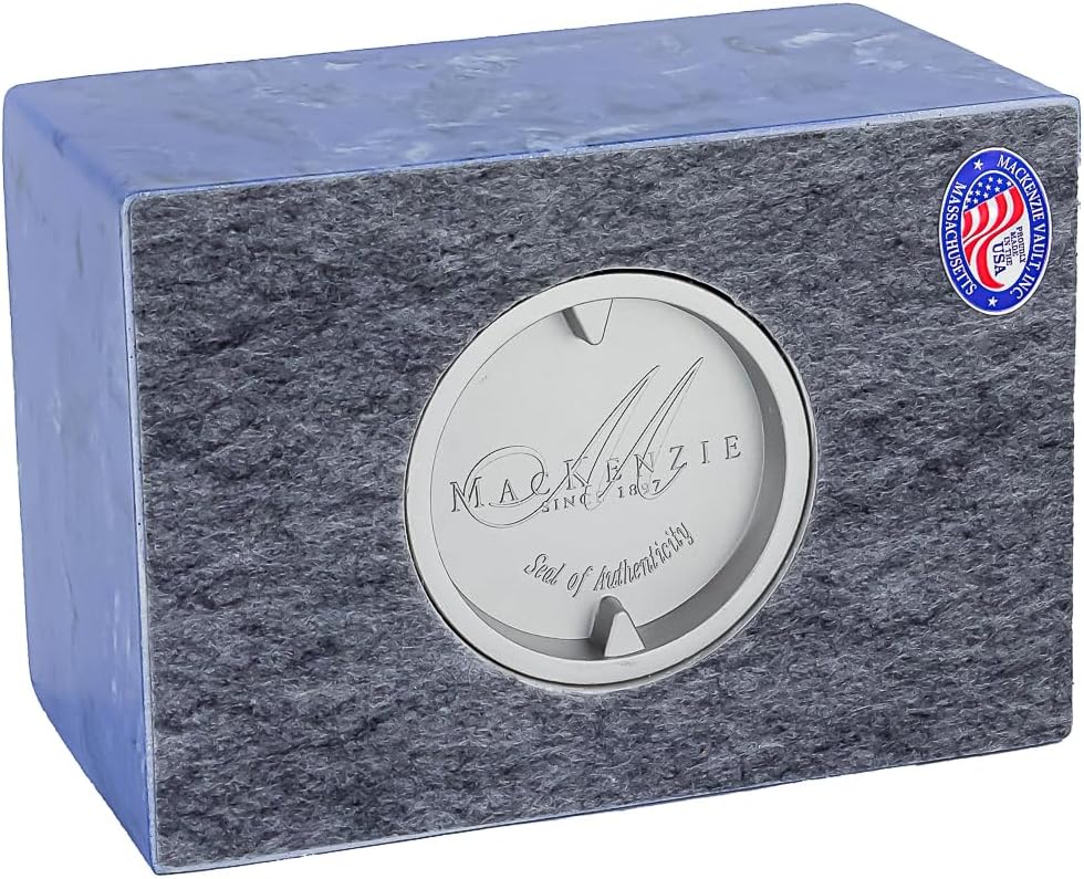 NavyClassic Cultured Marble Cremation Urn for Ashes, Dark Blue, Adult Sized, Ground Burial, Home Memorial, and Funeral Service