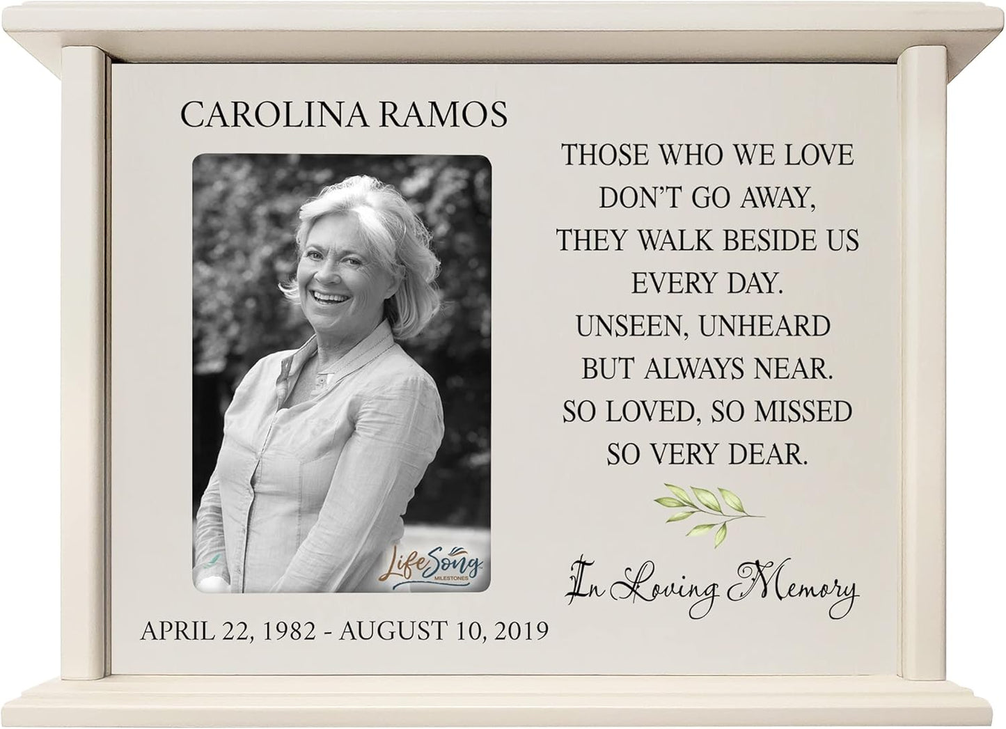 LifeSong Milestones Personalized Engraved Wooden Cremation Urn Box for Adult Human Ashes Holds 4x6 Photo Memorial Picture Frame for Loss of Loved One Holds 200 cu.in Human Ashes (Black)