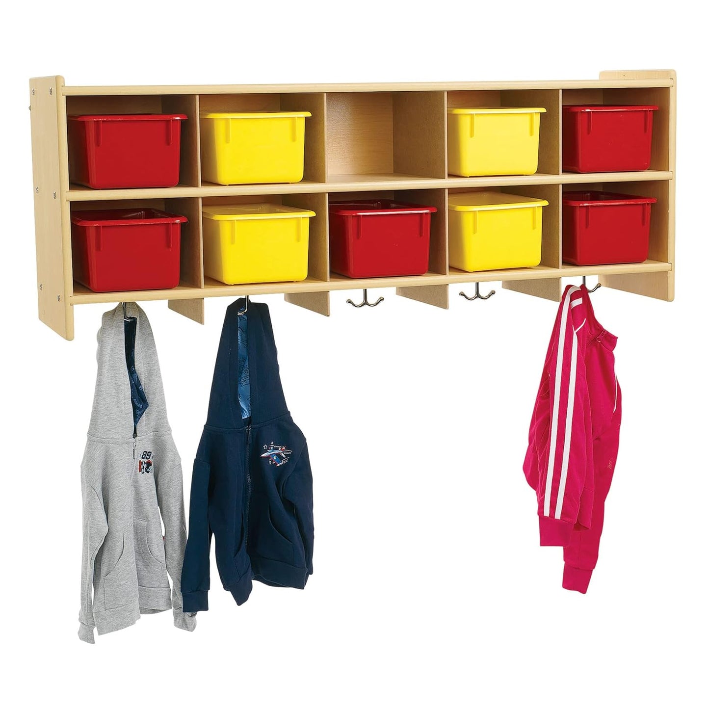 Children’s Factory 10-Section Wall Locker, Classroom Organization, Cubbies for Daycare, Preschool, 12"D x 48"W x 19"H
