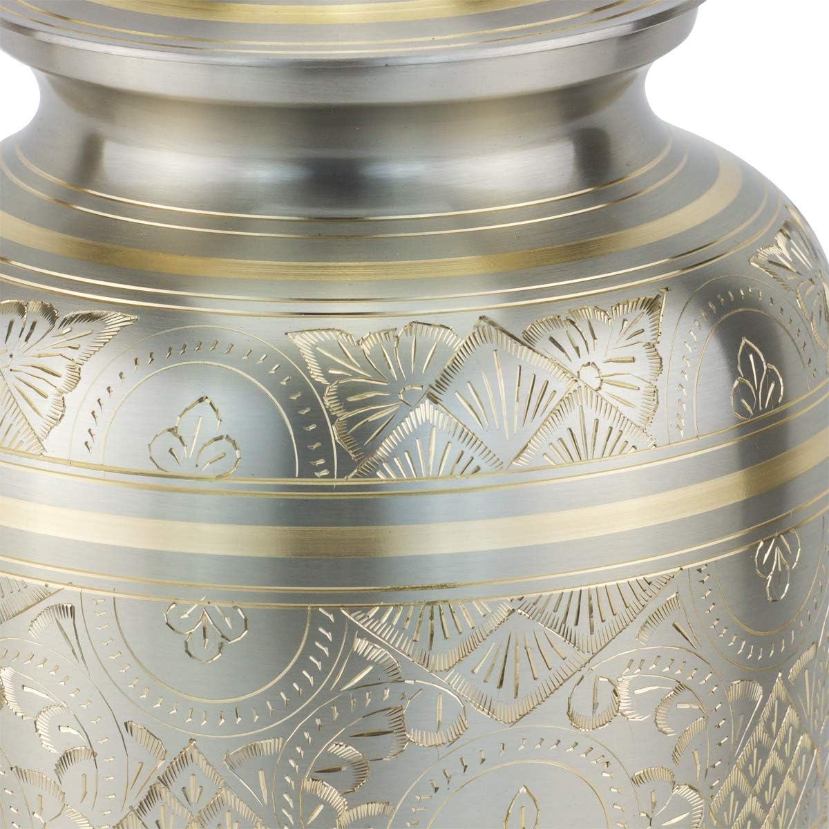 Platinum Elegance Cremation Urn for Ashes in Extra Large, Brass, Silver Urn, Extra Large Adult Sized Cremation Urn, 11.25 Inches High