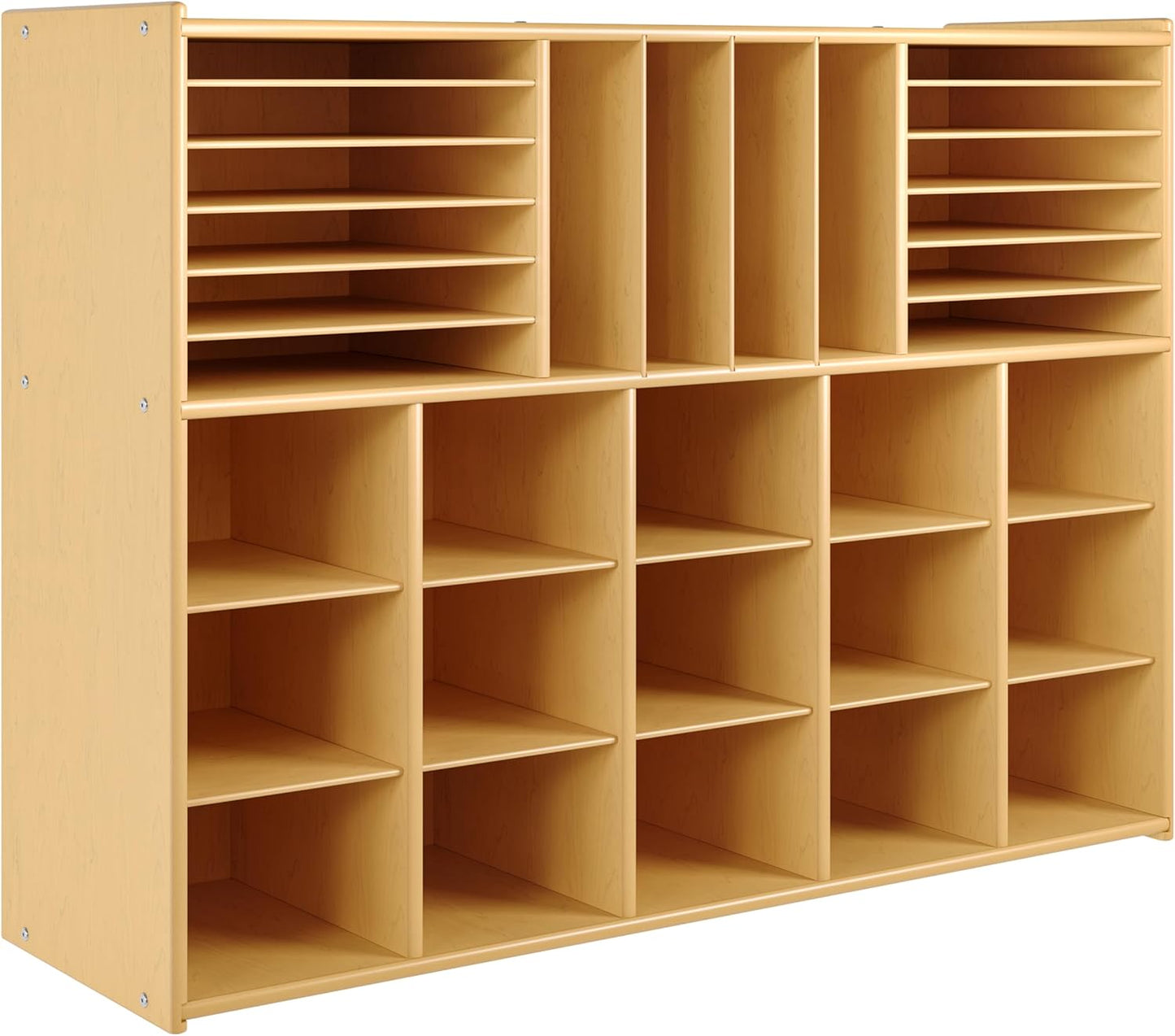 Angeles Value Line 10 Section Wall Locker, Classroom Shelves and Daycare Furniture, Cubby Storage Organizer with Hooks, 48" L x 12" W x 19" H