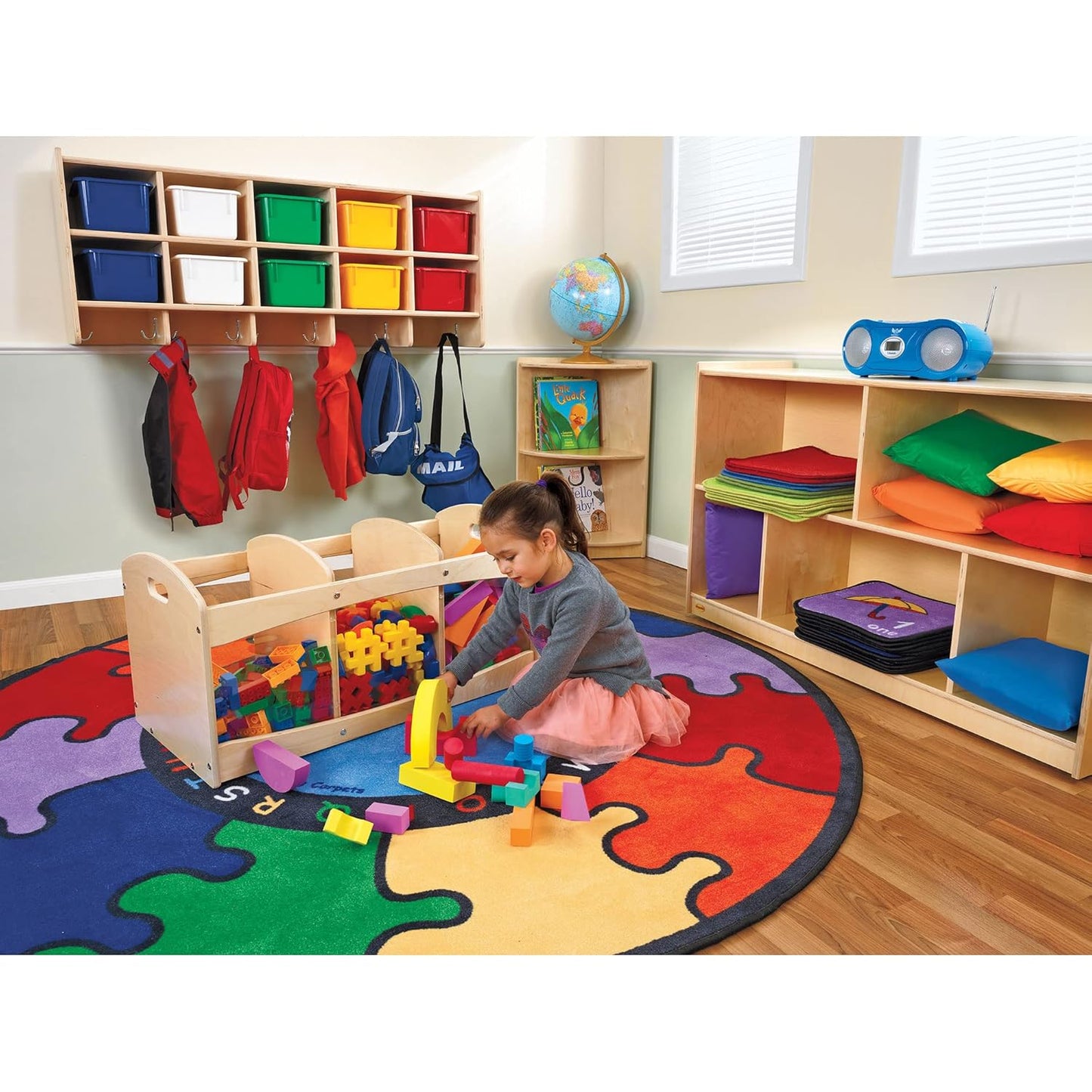Children’s Factory 10-Section Wall Locker, Classroom Organization, Cubbies for Daycare, Preschool, 12"D x 48"W x 19"H