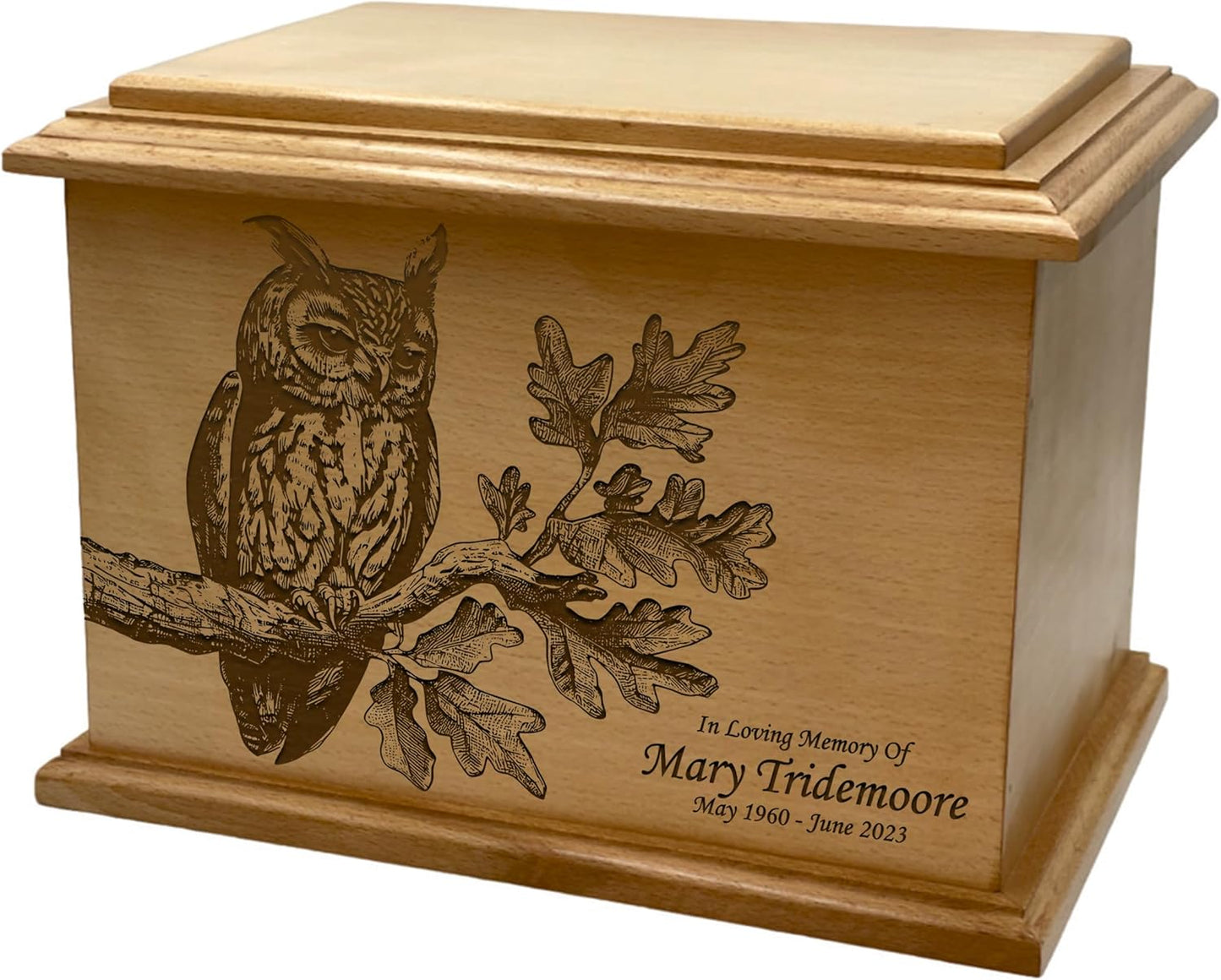 Wooden Urn for Human Ashes, Large Funeral Cremation Urn with Personlaization and Multiple Designs (Old Tractor)