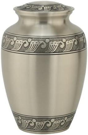 Platinum Elegance Cremation Urn for Ashes in Extra Large, Brass, Silver Urn, Extra Large Adult Sized Cremation Urn, 11.25 Inches High