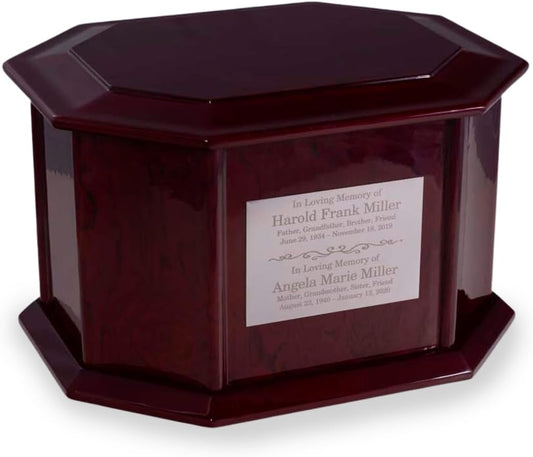 Bey-Berk Deering Moments Personalized Companion Cremation Urn for Human Ashes, Lacquered Double Urn for Human Ashes, Extra Large Holds up to 500lb pre Cremation Weight