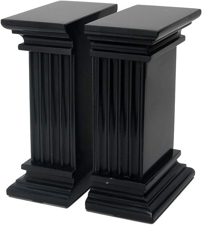 Modern Fluted Column Marble Bookends – Hand Carved, Polished Stone Bookends w/Non Slip Rubber Pads – Lightweight & Compact Decorative Bookends - Versatile, Luxury Book Organizer for Shelf & More