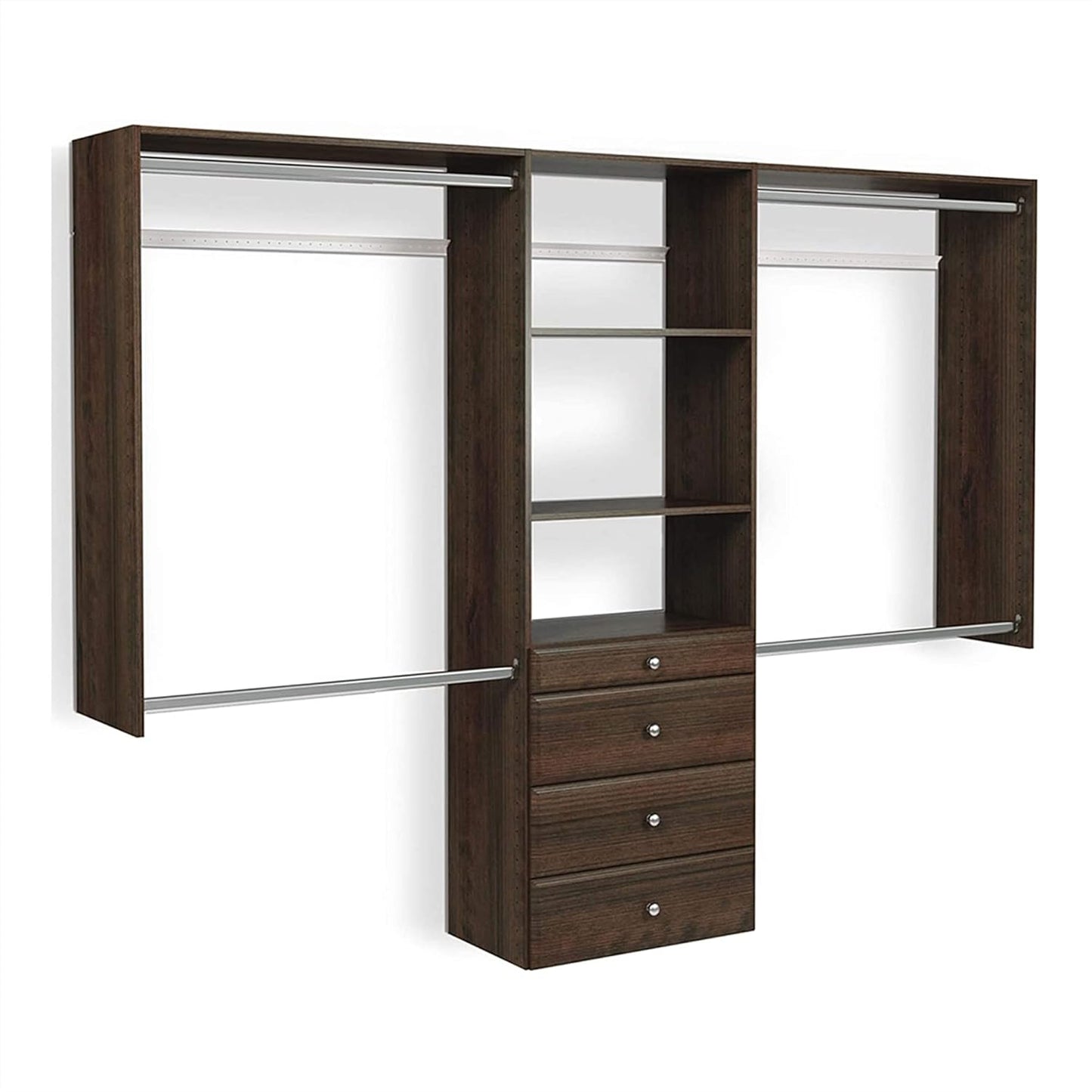 Easy Track OK7272 Deluxe Tower Closet Storage Wall Mounted Wardrobe Organizer Kit System with Shelves and Drawers for Bedroom with Hardware, White