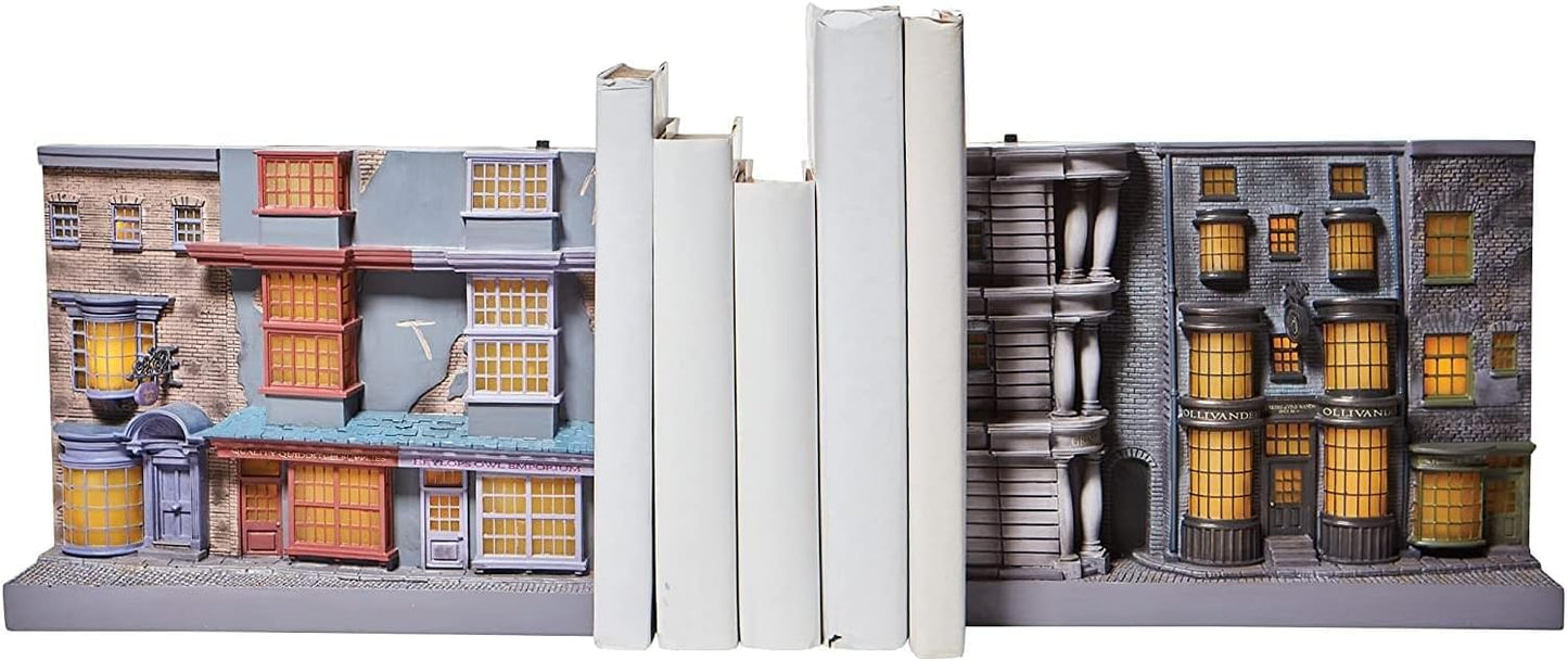 Enesco Wizarding World of Harry Potter Diagon Alley Light Up Book Holders Bookends, 7.25 Inch, Multicolor