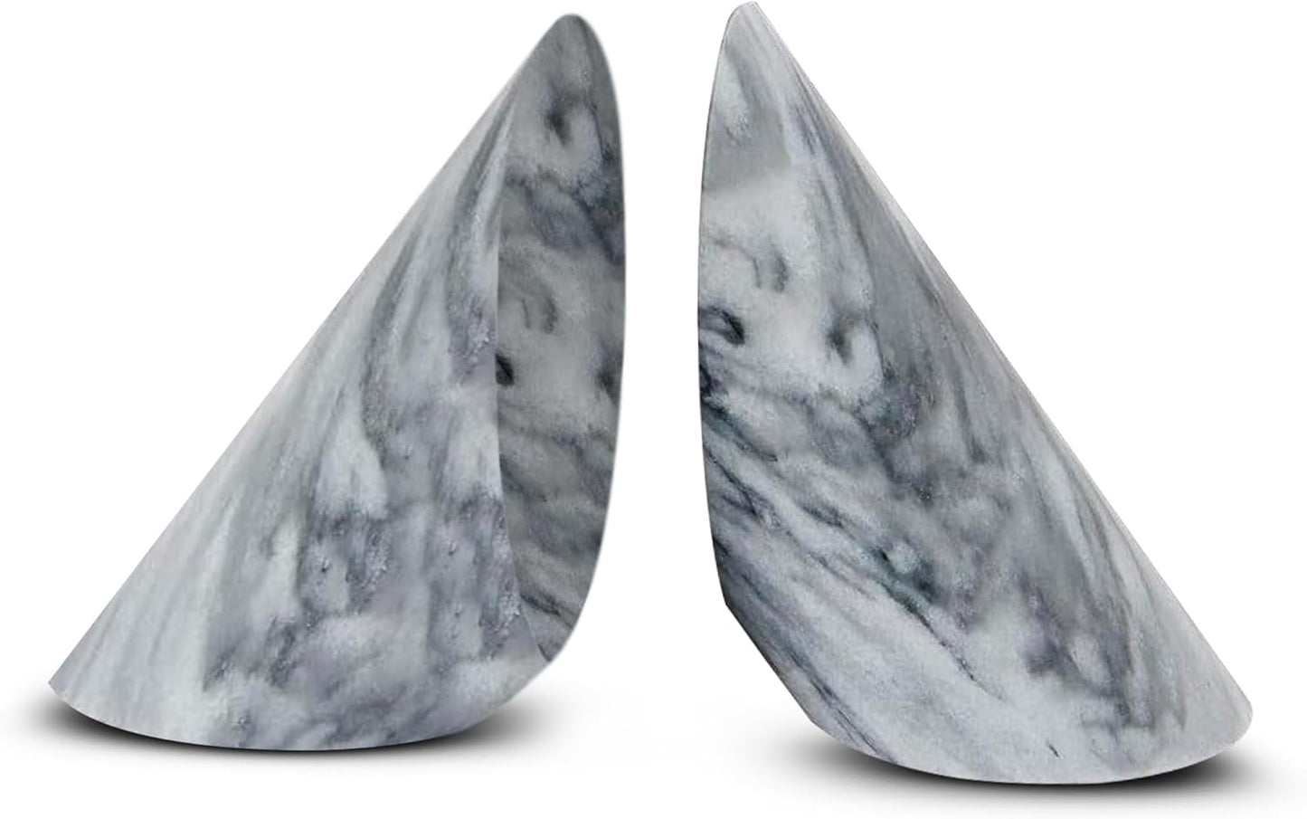 Modern Cylindrical Marble Bookends – Hand Carved, Polished Stone Bookends w/Non-Slip Rubber Pads – Lightweight & Compact Decorative Bookends - Versatile, Luxury Book Organizer for Shelf & More