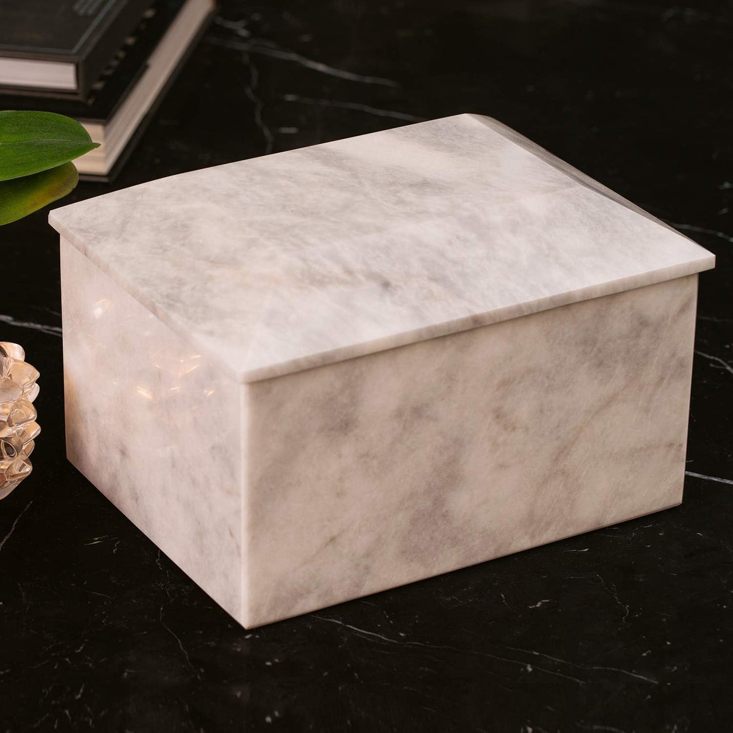 Deering Moments Bey-Berk White Marble Custom Engraved Cremation Memorial Urn for Human Ashes Adult Size - Large