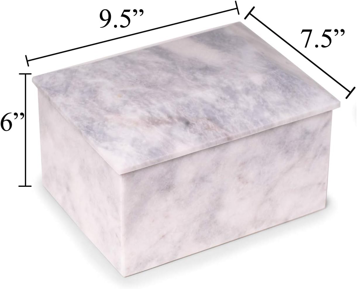 Deering Moments Bey-Berk White Marble Custom Engraved Cremation Memorial Urn for Human Ashes Adult Size - Large