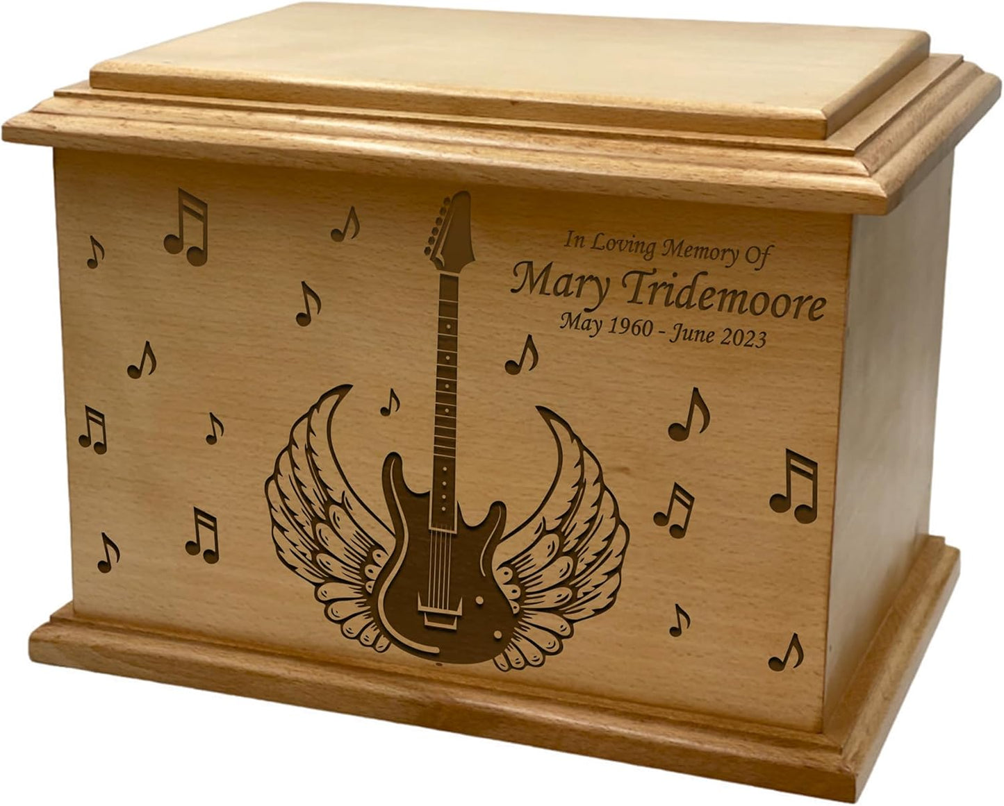Wooden Urn for Human Ashes, Large Funeral Cremation Urn with Personlaization and Multiple Designs (Old Tractor)