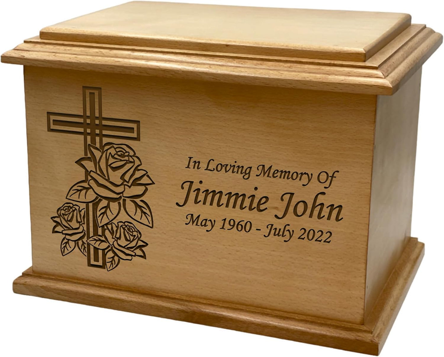 Wooden Urn for Human Ashes, Large Funeral Cremation Urn with Personlaization and Multiple Designs (Old Tractor)
