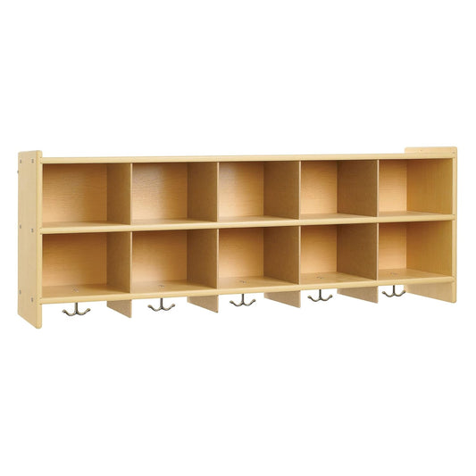 Children’s Factory 10-Section Wall Locker, Classroom Organization, Cubbies for Daycare, Preschool, 12"D x 48"W x 19"H