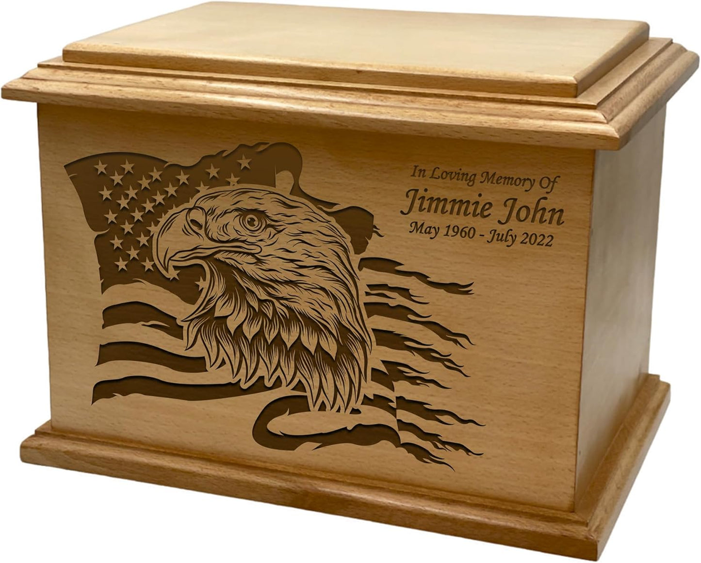 Wooden Urn for Human Ashes, Large Funeral Cremation Urn with Personlaization and Multiple Designs (Old Tractor)