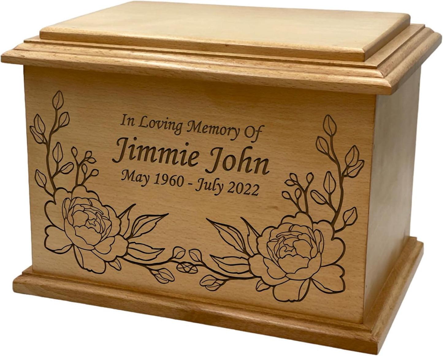 Wooden Urn for Human Ashes, Large Funeral Cremation Urn with Personlaization and Multiple Designs (Old Tractor)