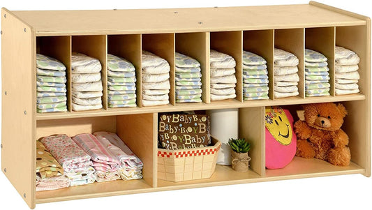 Contender Diaper Storage Organizer, Baby Changing Supply Shelf, Hanging Wall Mount, Greenguard Gold Certified, Wood Caddy for Nursery, Daycare, School, Classroom, 47-inch Width