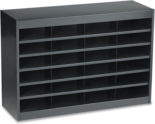 Safco E-Z Stor Literature Organizer, 24 Compartments, Office and Classroom Commercial Grade Steel Mailbox Mail Sorter, Heavy Duty Construction, Black