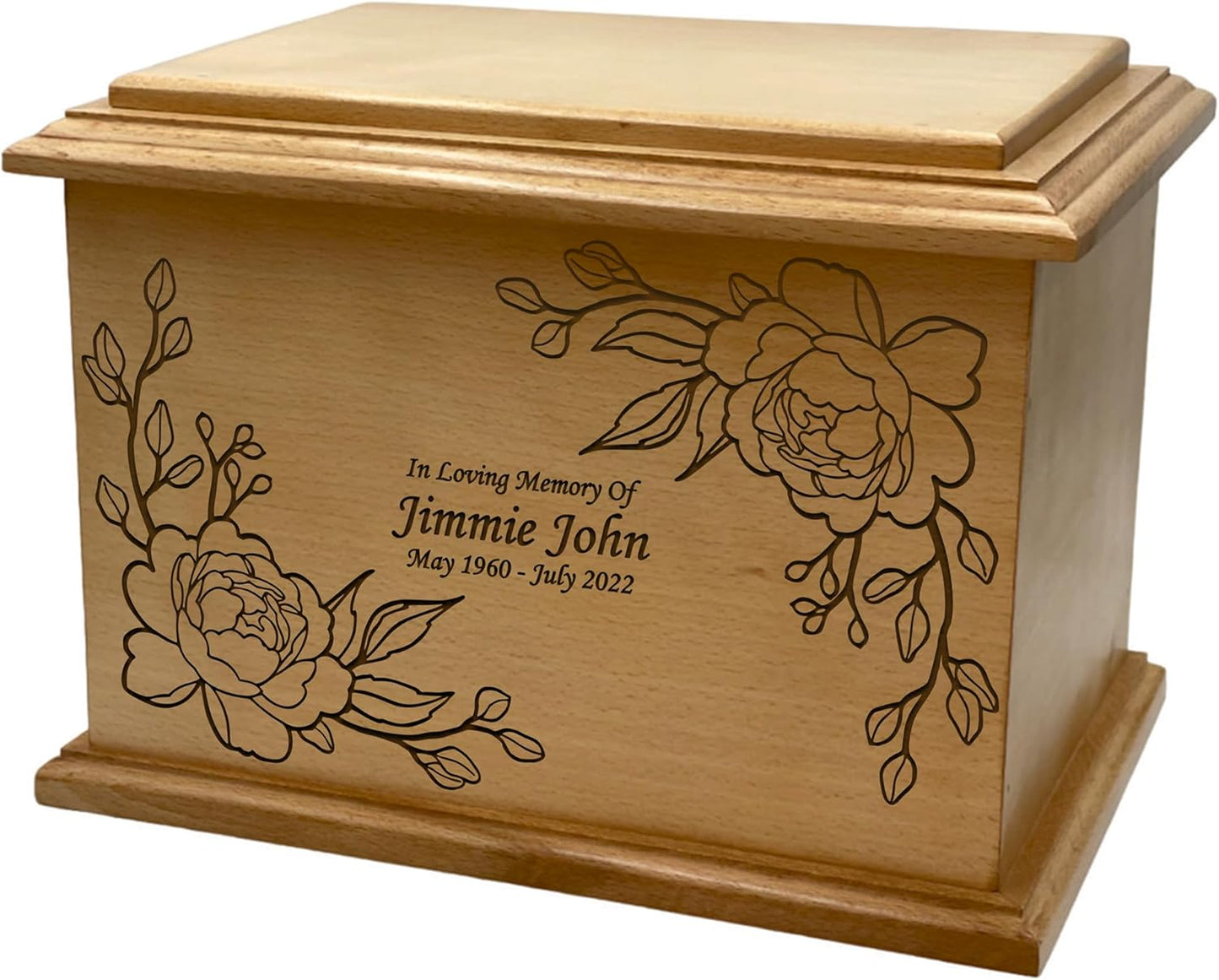 Wooden Urn for Human Ashes, Large Funeral Cremation Urn with Personlaization and Multiple Designs (Old Tractor)