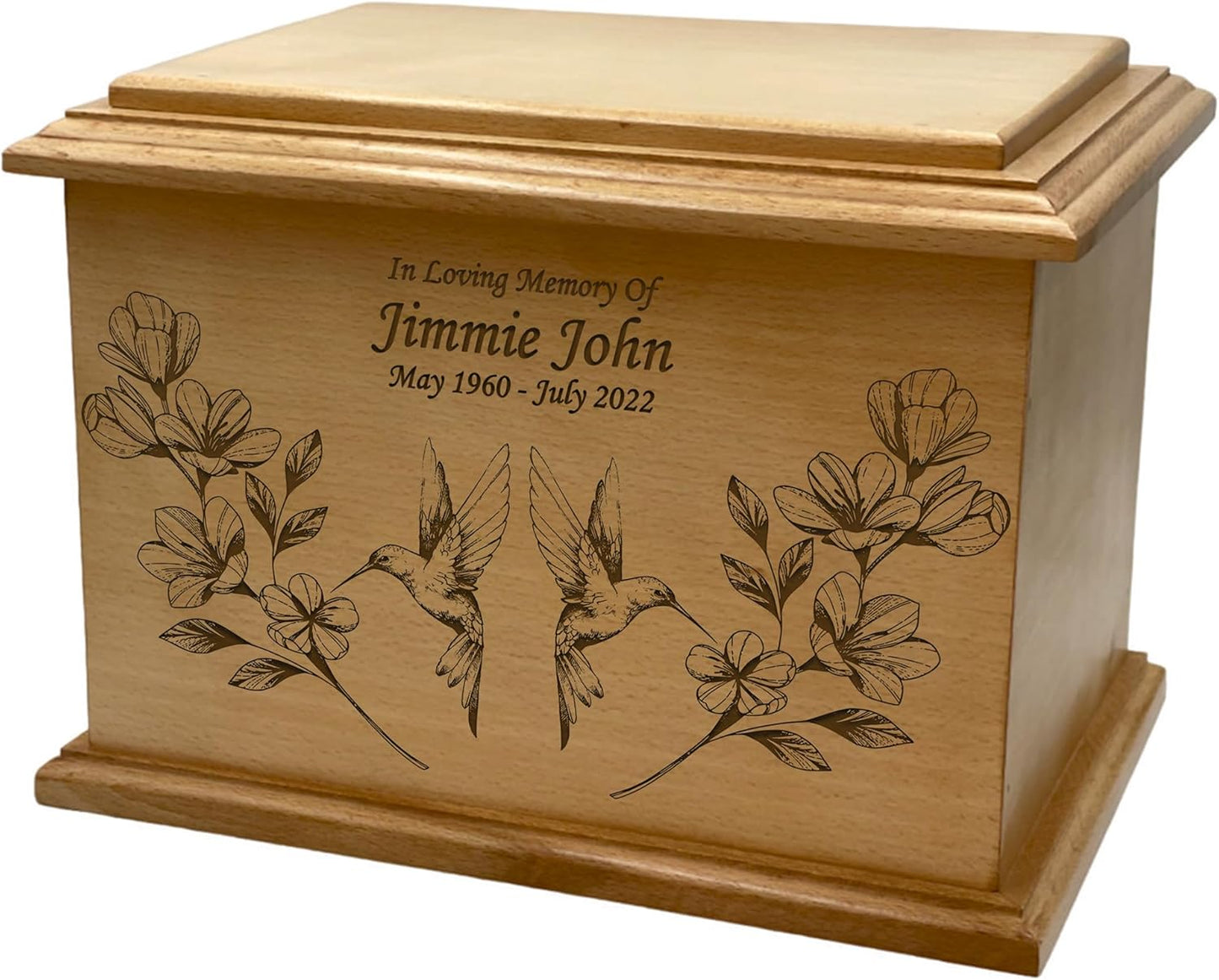 Wooden Urn for Human Ashes, Large Funeral Cremation Urn with Personlaization and Multiple Designs (Old Tractor)