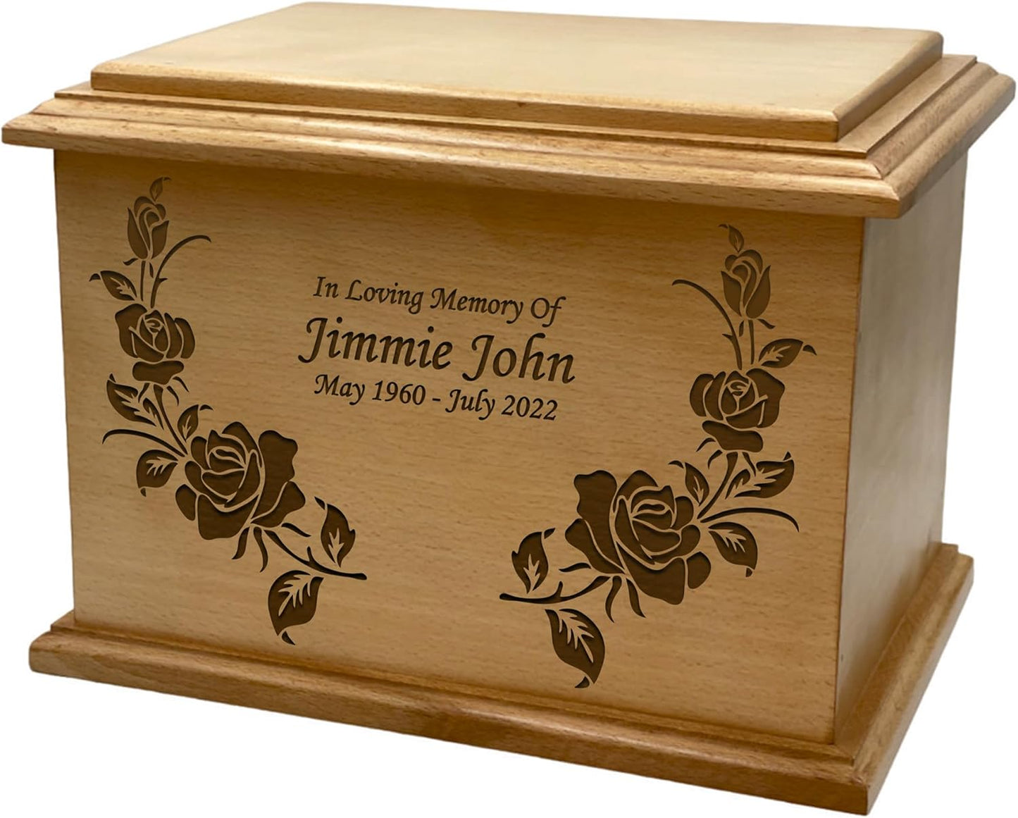 Wooden Urn for Human Ashes, Large Funeral Cremation Urn with Personlaization and Multiple Designs (Old Tractor)