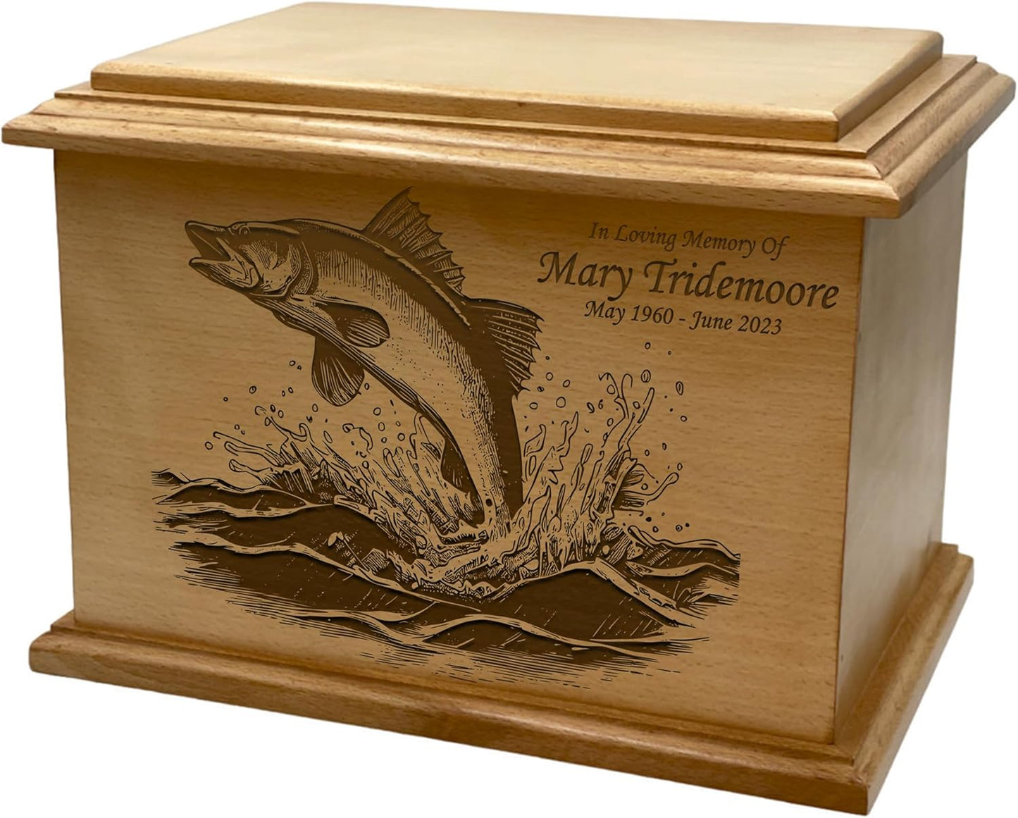 Wooden Urn for Human Ashes, Large Funeral Cremation Urn with Personlaization and Multiple Designs (Old Tractor)
