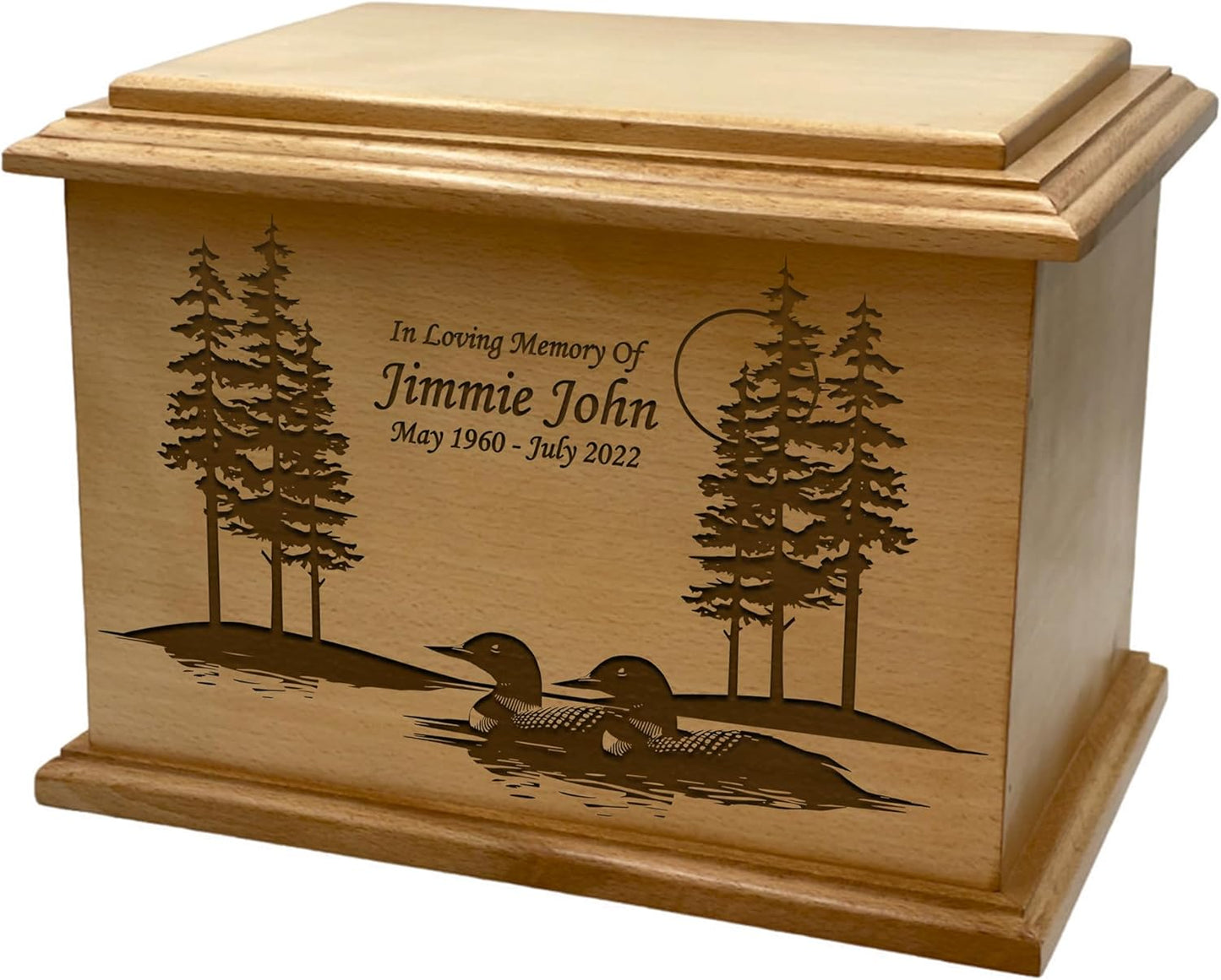 Wooden Urn for Human Ashes, Large Funeral Cremation Urn with Personlaization and Multiple Designs (Old Tractor)