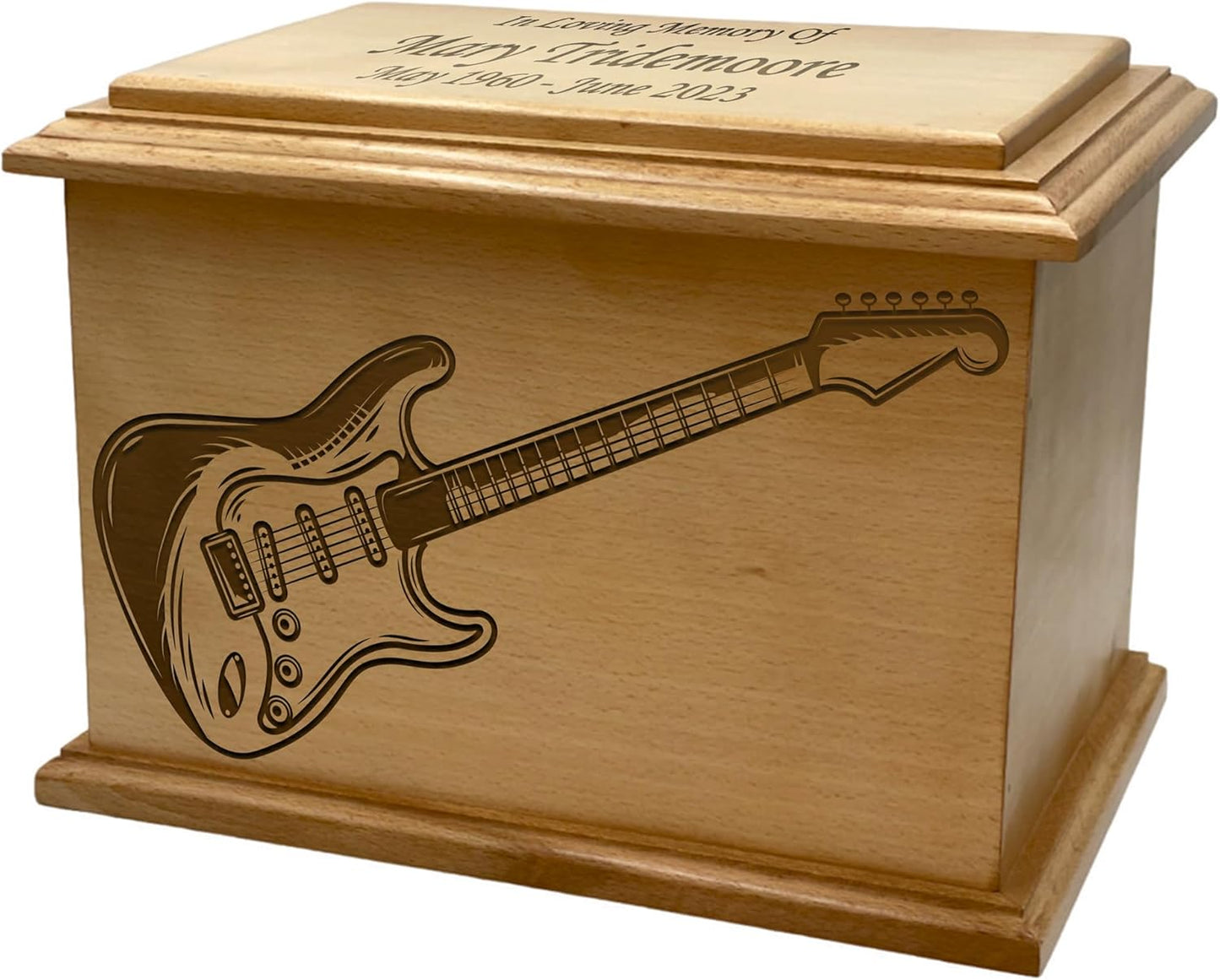 Wooden Urn for Human Ashes, Large Funeral Cremation Urn with Personlaization and Multiple Designs (Old Tractor)