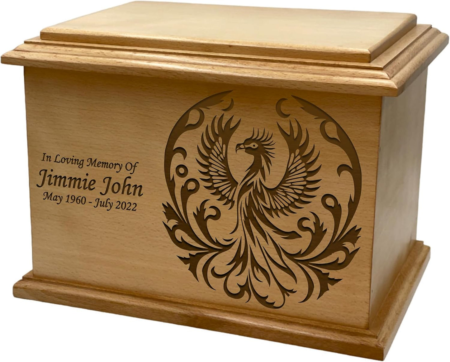 Wooden Urn for Human Ashes, Large Funeral Cremation Urn with Personlaization and Multiple Designs (Old Tractor)