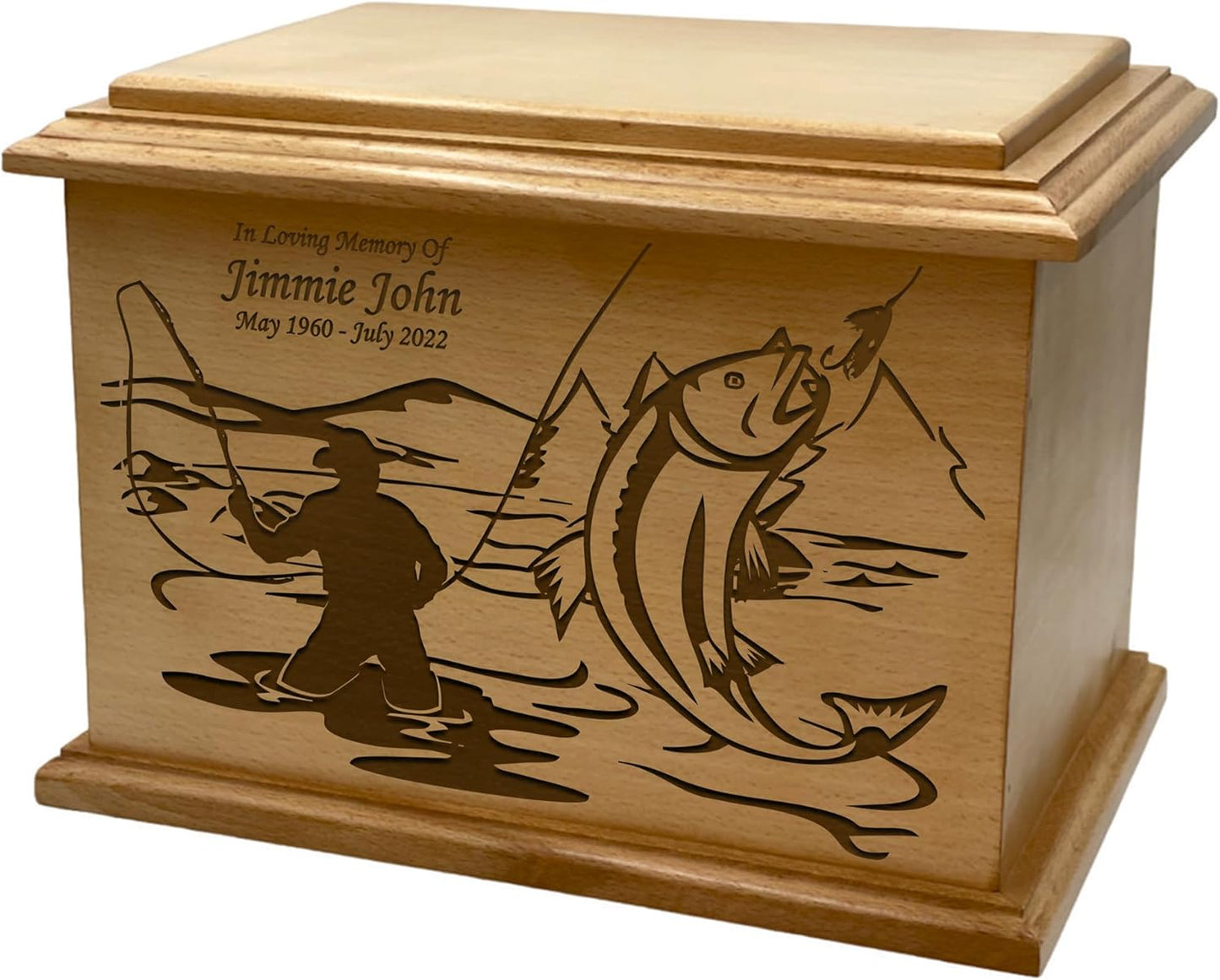Wooden Urn for Human Ashes, Large Funeral Cremation Urn with Personlaization and Multiple Designs (Old Tractor)