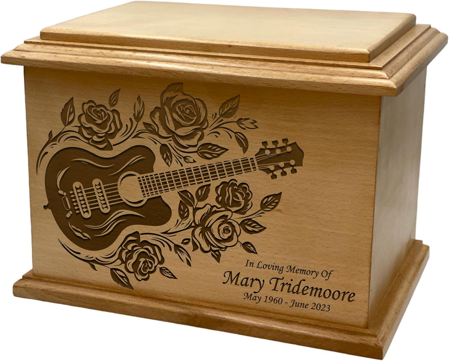 Wooden Urn for Human Ashes, Large Funeral Cremation Urn with Personlaization and Multiple Designs (Old Tractor)