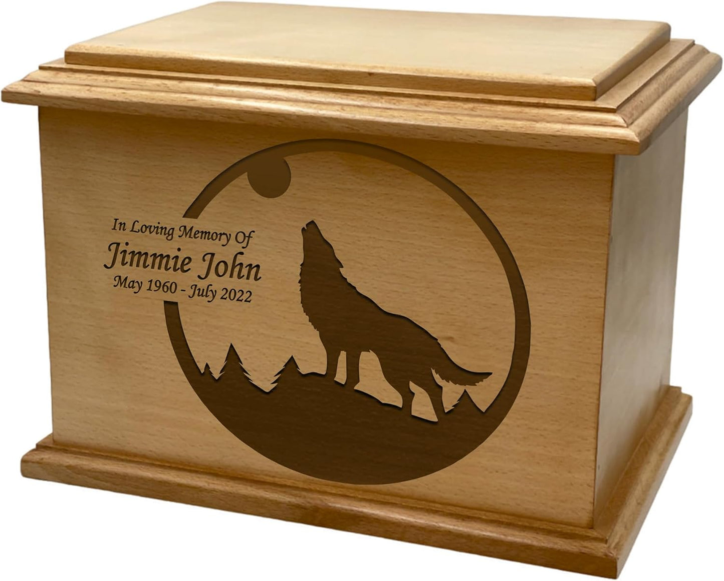 Wooden Urn for Human Ashes, Large Funeral Cremation Urn with Personlaization and Multiple Designs (Old Tractor)