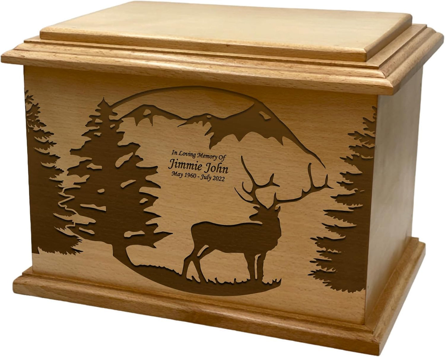 Wooden Urn for Human Ashes, Large Funeral Cremation Urn with Personlaization and Multiple Designs (Old Tractor)