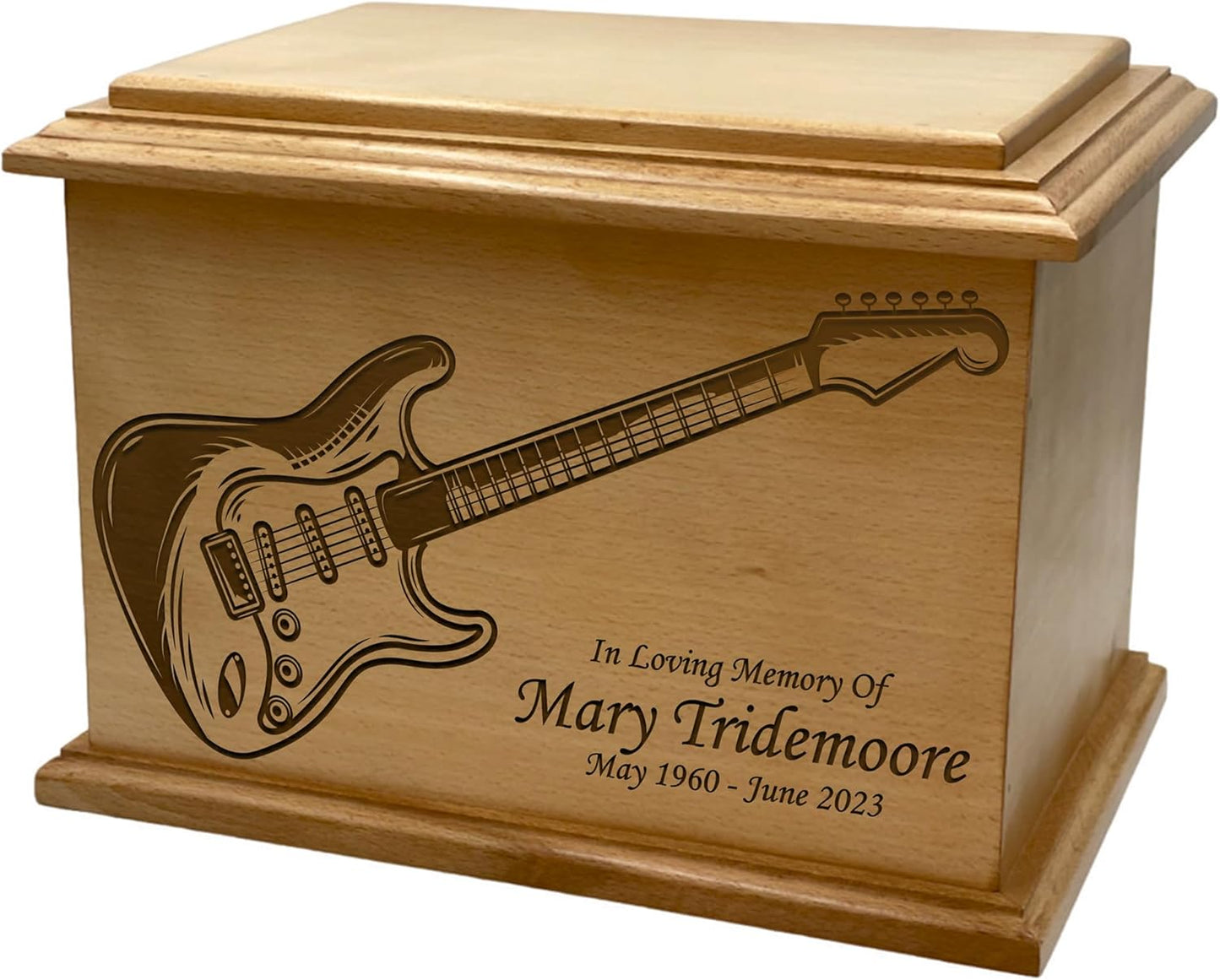 Wooden Urn for Human Ashes, Large Funeral Cremation Urn with Personlaization and Multiple Designs (Old Tractor)