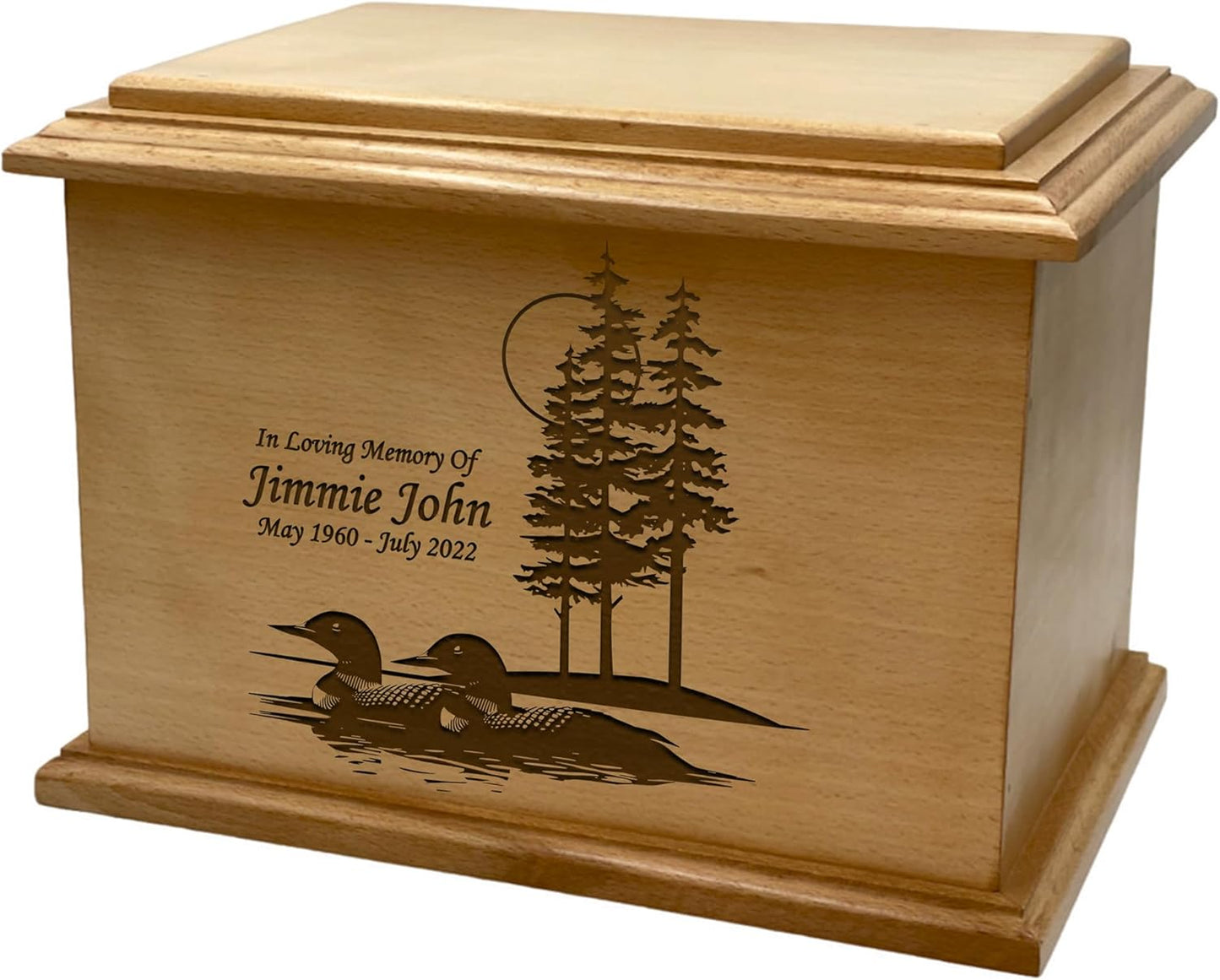 Wooden Urn for Human Ashes, Large Funeral Cremation Urn with Personlaization and Multiple Designs (Old Tractor)