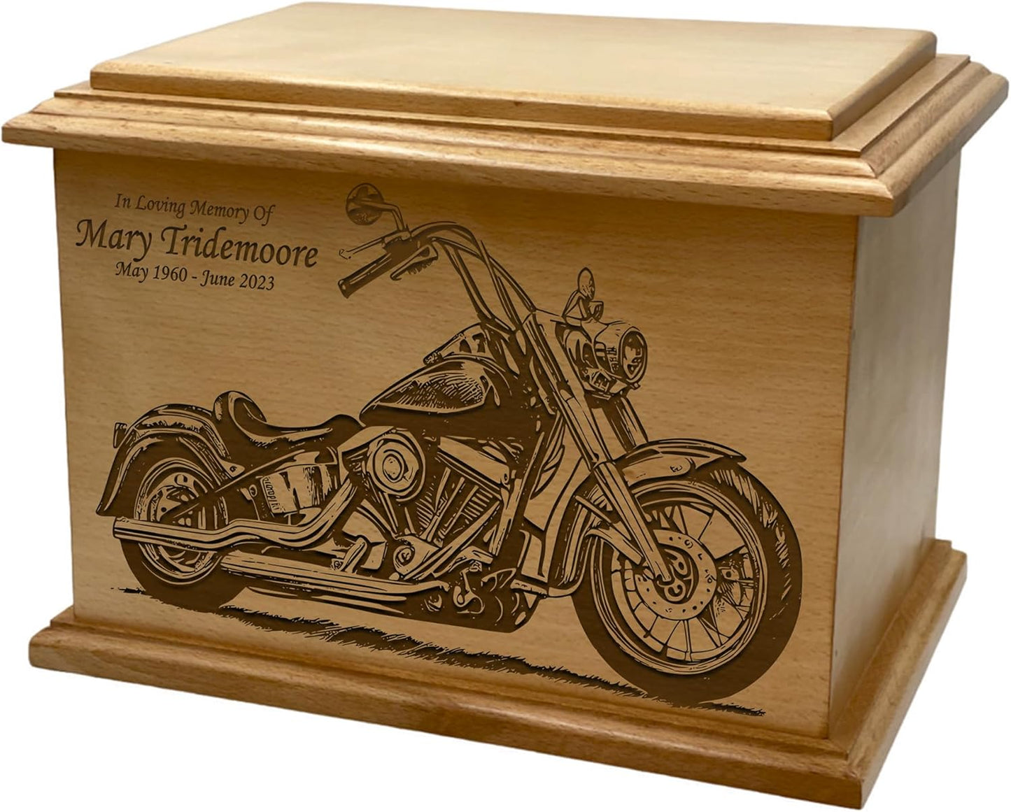 Wooden Urn for Human Ashes, Large Funeral Cremation Urn with Personlaization and Multiple Designs (Old Tractor)