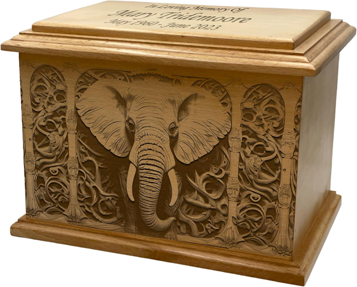 Wooden Urn for Human Ashes, Large Funeral Cremation Urn with Personlaization and Multiple Designs (Old Tractor)