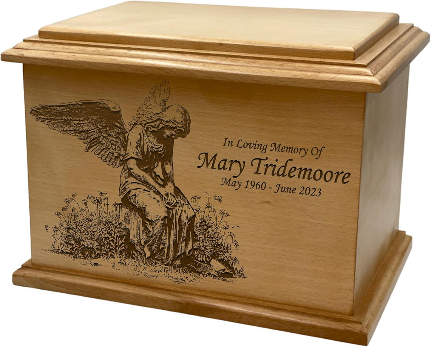 Wooden Urn for Human Ashes, Large Funeral Cremation Urn with Personlaization and Multiple Designs (Old Tractor)