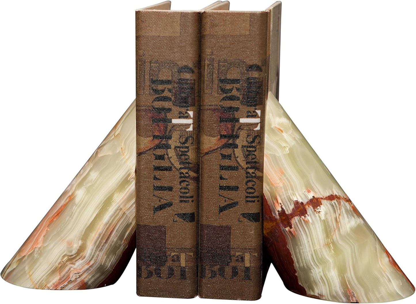 Modern Cylindrical Marble Bookends – Hand Carved, Polished Stone Bookends w/Non-Slip Rubber Pads – Lightweight & Compact Decorative Bookends - Versatile, Luxury Book Organizer for Shelf & More